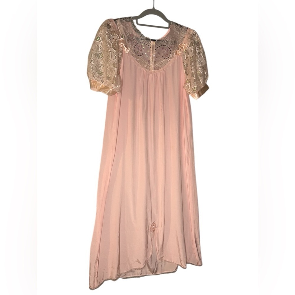 Vintage Dolls light blush‎ pink sparkles 1950s style long nightgown